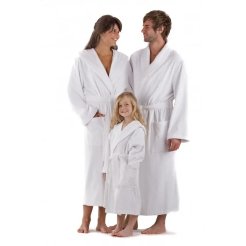 Unisex dlouhý bambusový župan s kapucí SAUNA bílá