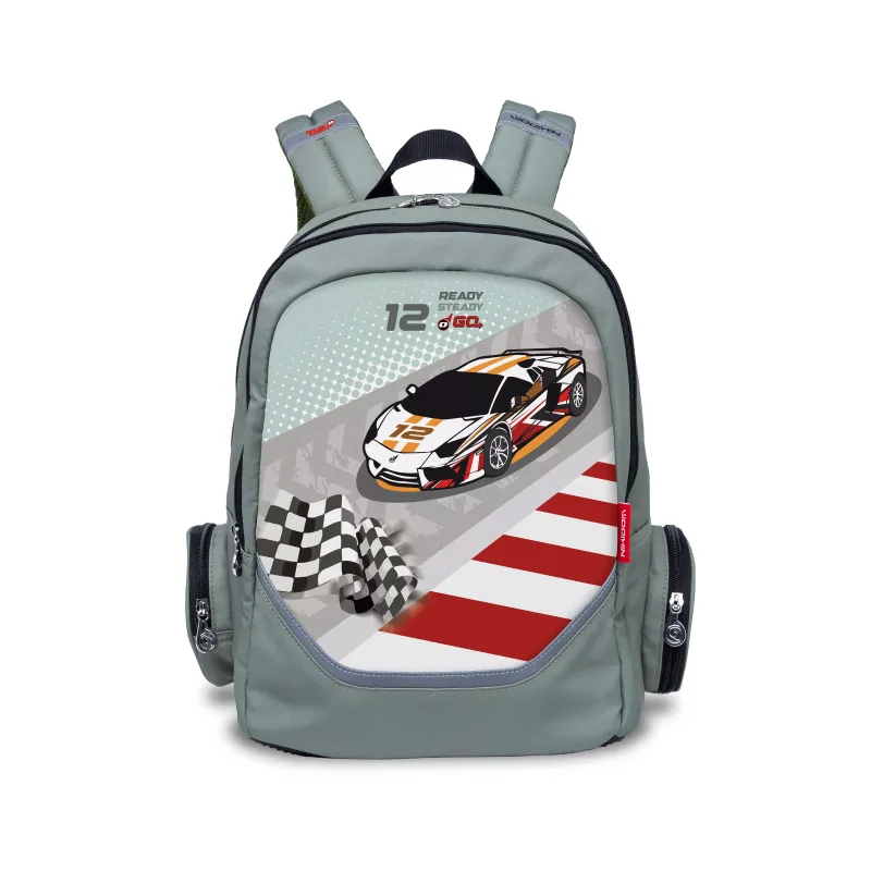 Školský batoh Nikidom Roller GO Race Car, Šedý