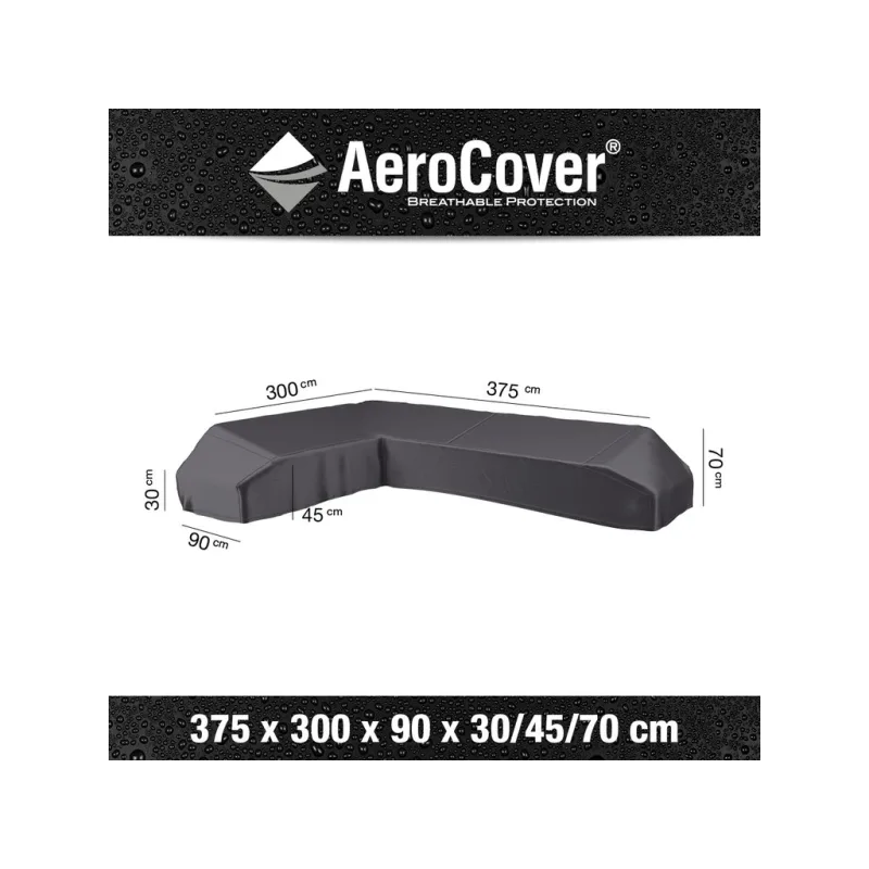 Obal na rohovú sedaciu súpravu v tvare L, ĽAVÁ 375x300x90xh30/45/70 cm Aerocover