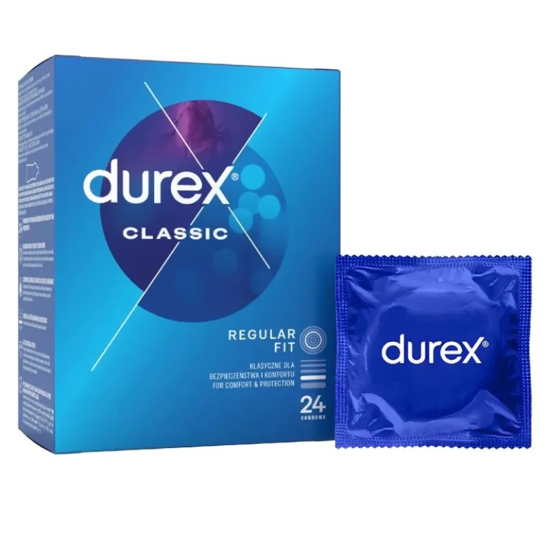 Durex Classic 24 ks, hladké lubrikované kondómy