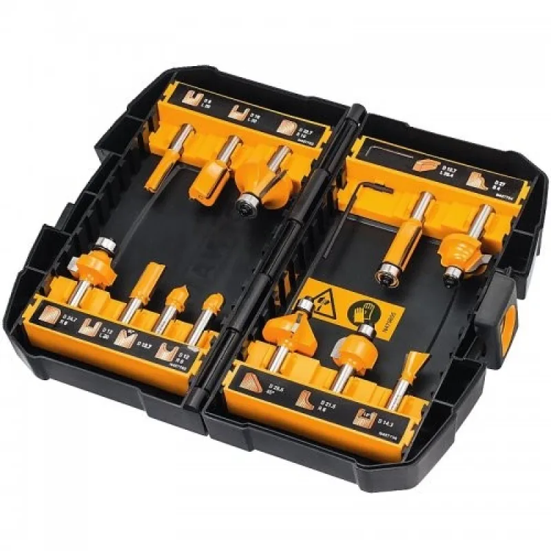 Dewalt DT90016 sada fréz 12dílná, stopka 8mm