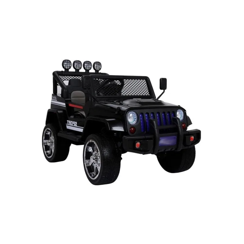 Elektrické auto Jeep S2388 čierne LEAN CARS s motormi 4x45 W – dvojmiestne vozidlo s diaľkovým ovládaním pre deti vo veku 3–8 rokov