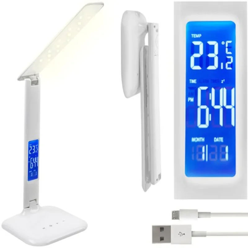 Stolová lampa s meteostanicou - biela