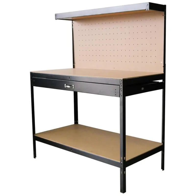 Stôl Racks DWB60, pracovný, do dielne, 1x zásuvka, 120x60x150 cm, max. 230 kg