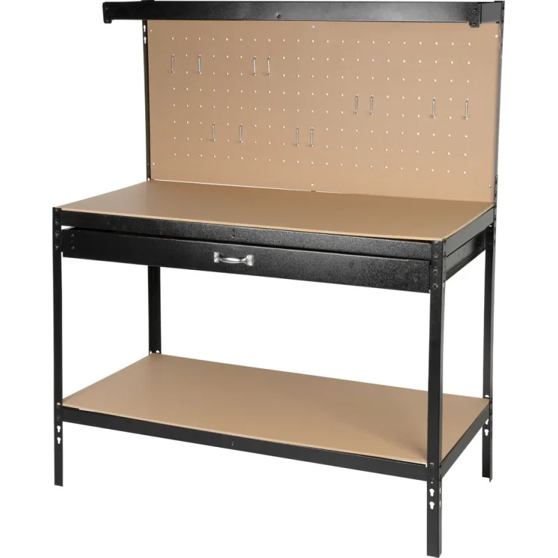 Stôl Racks DWB60, pracovný, do dielne, 1x zásuvka, 120x60x150 cm, max. 230 kg