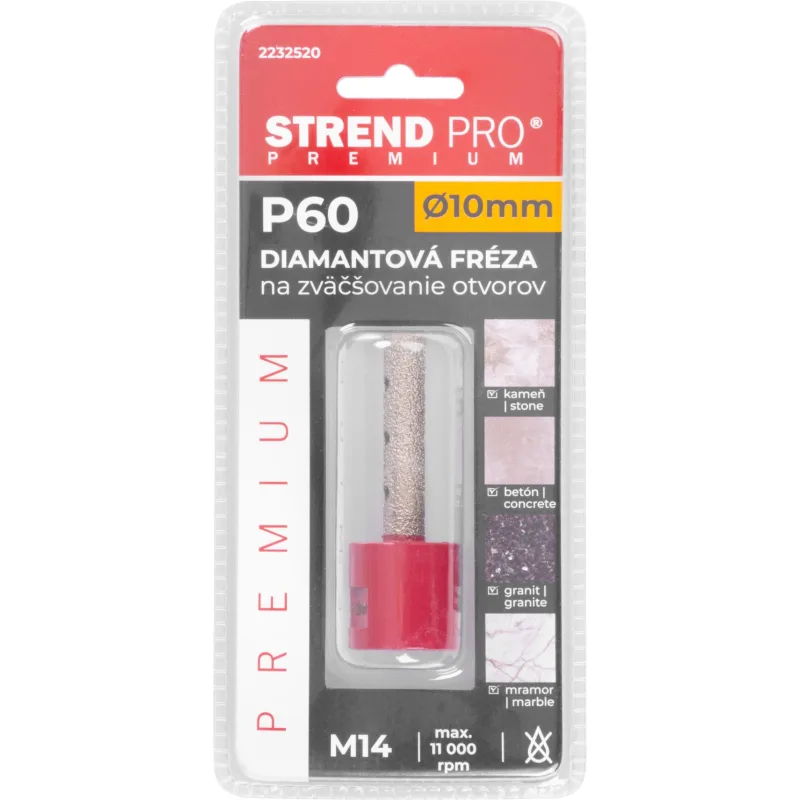 Fréza Strend Pro Premium DM617, M14, 10 mm, G60, diamant, na zväčšovanie dier k vyrezávacím korunkám, professional
