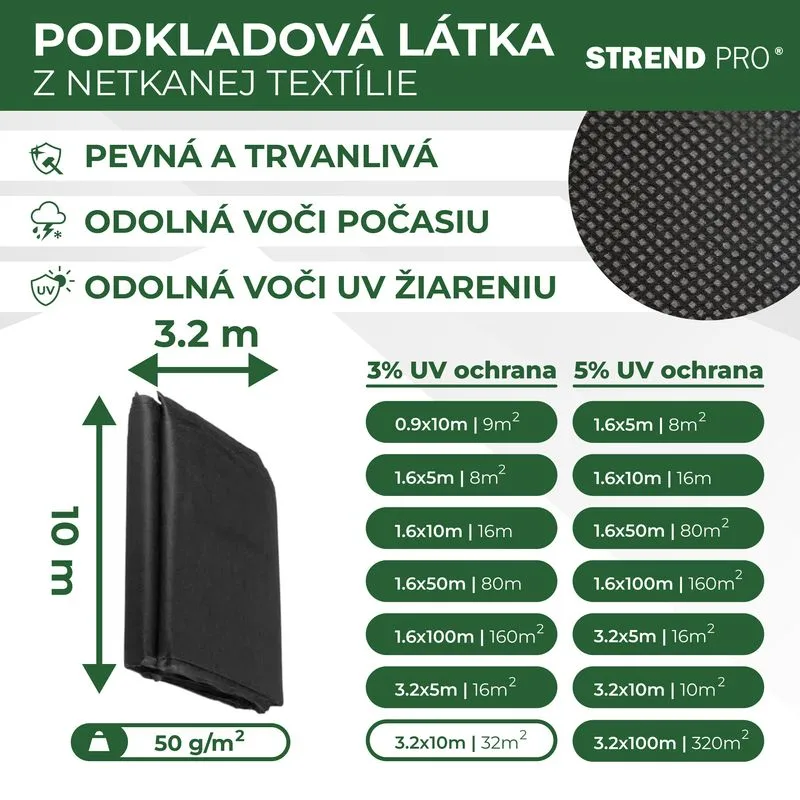 Textília Garden B1303 3,2x10 m, netkaná, 50 g/m, čierna