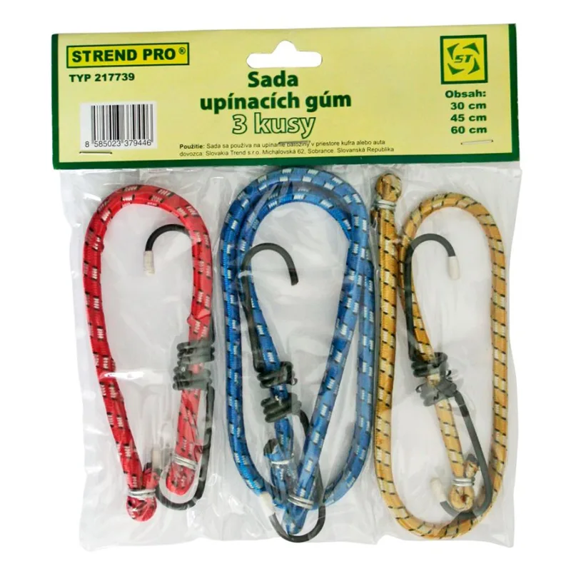 Guma upínacia Strend Pro LB349, 8 mm, 1x 30-50-60 cm, s oceľovými háčikmi
