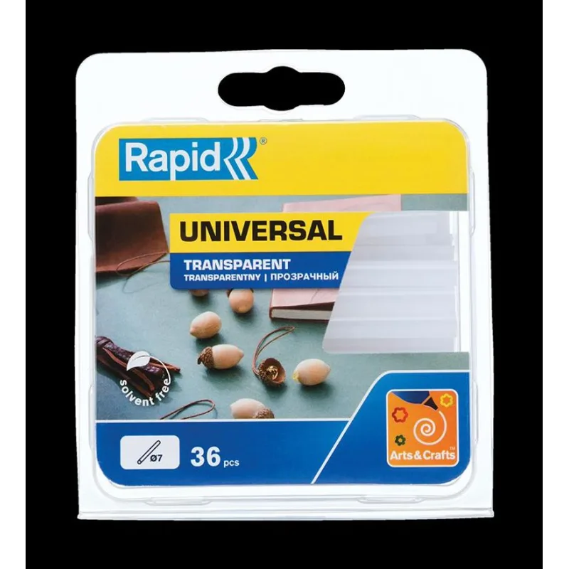 Tyčinka RAPID, 07x90 mm, univerzal transparent, 36 ks, tavná, tavné lepidlo, náplň do tavnej pištole